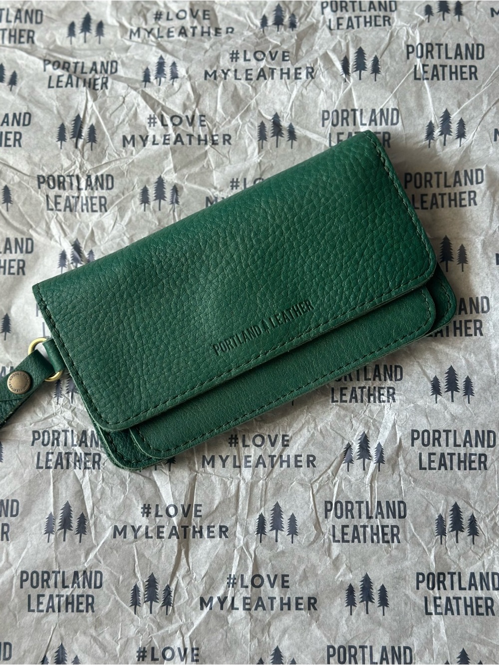 Portland Leather Lily Wristlet Pebbled Leather Wallet Clutch